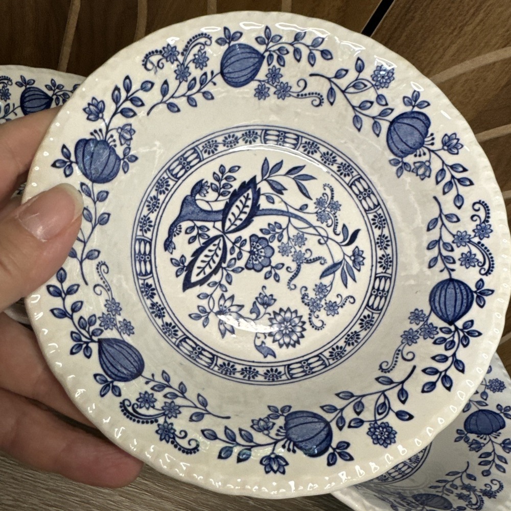 4 Vintage Enoch Wedgwood BLUE HERITAGE Cereal Bowls 6 5/8" BLUE ONION ENGLAND - Picture 3 of 5